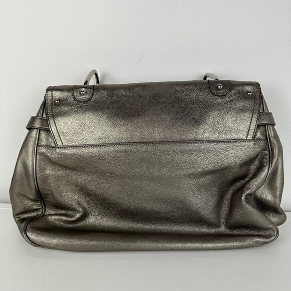 Salvatore Ferragamo Authentic Womens Bronze Leather Lock Closure Shoulder Bag - Picture 2 of 9